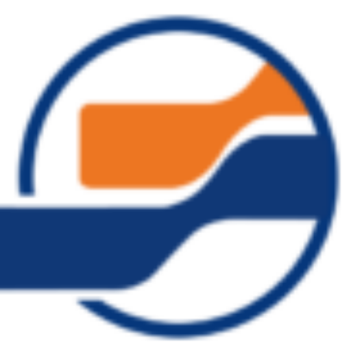 Logo de l'entreprise XYZ avec un design circulaire et des couleurs bleu et orange, représentant l'identité de la marque.